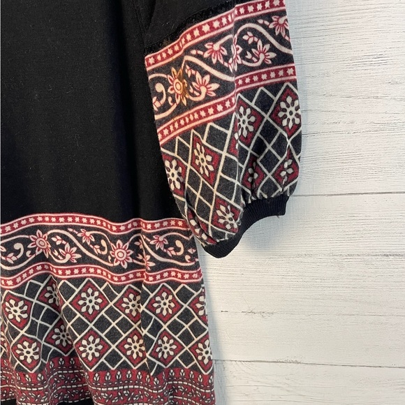 Lucky Brand Dress Womens S Black Aztec Geometric Tribal Cashmere Blend Boho Chic - Picture 9 of 10